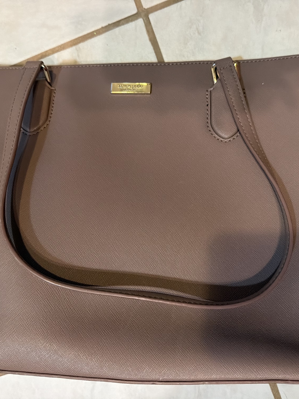 kate spade Mauve Saffiano Leather Tote with Gold Hardware